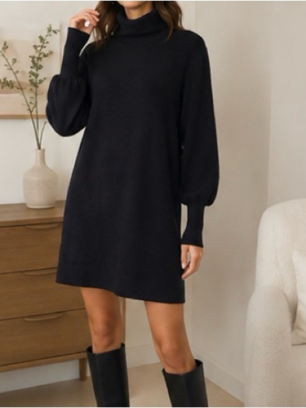 Wilfred Black Turtleneck Sweater Dress – Size M